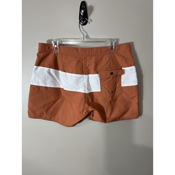 Saturdays New York City Ennis Boardshort Size 33 Orange Ivory Swim Shorts - Picture 2 of 15